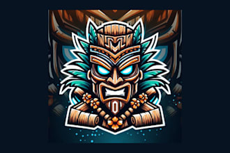do tiki mask cartoon, character mascot logo with free source file