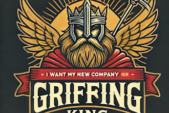 do wonderful grifine king vintage logo design with unlimited review