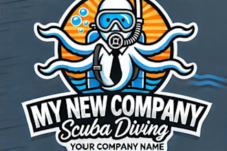 do wonderful scuba diving mascot logo design with 1 day delivery