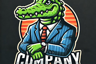 do awesome crocodile mascot logo design with 1 day delivery