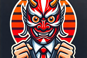do awesome japanis mask mascot logo design with express delivery