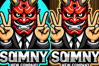 do creative oni mask mascot logo design with 1 day delivery