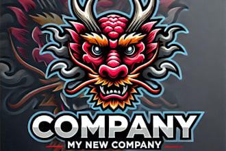 do wonderful chinese dragon mask mascot logo design with company