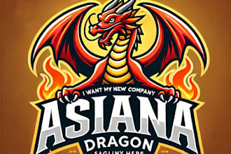 do awesome asiana dragon mascot logo design with express delivery