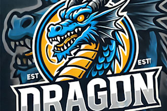 do amazing dragon head mascot logo design with business