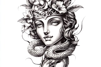 make a custom flash tattoo in woodblock style