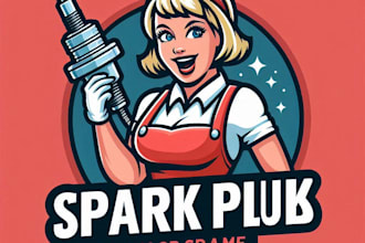 do make spark plug pin up girl color mascot logo design with express delivery