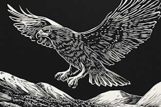 make niche colorful linocut and woodcut book illustrations