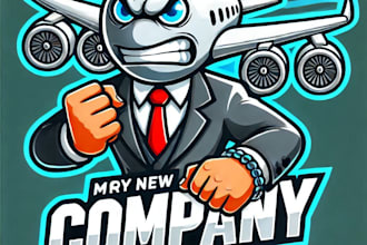 do make angry jumbo jet plane mascot logo design