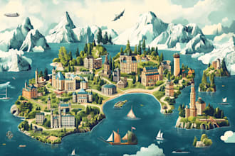 draw amazing premium vector map illustration, google maps