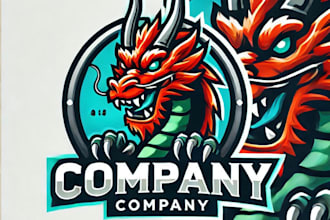 do create fierce dragon mascot logo design with 1 day delivery
