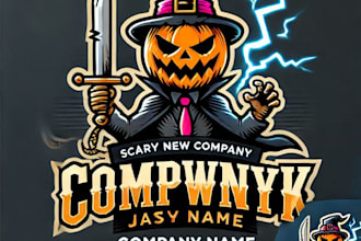 do make scary halloween mascot logo with 1 day delivery