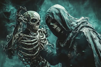 create a unique fantasy horror character art or concept art
