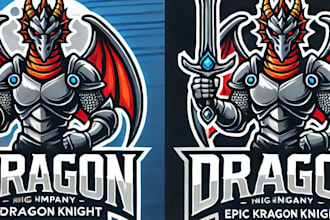 do make epic dragon knight mascot logo with unlimited review
