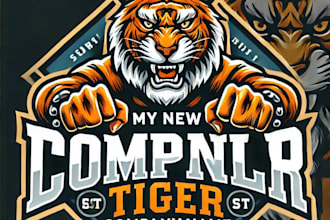 do design powerful tiger mascot logo with business branding