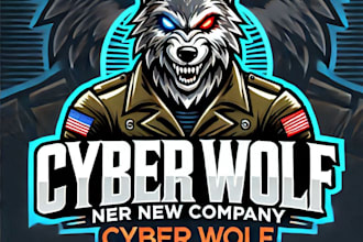 do make cyber wolf mascot logo design with unlimited revisions