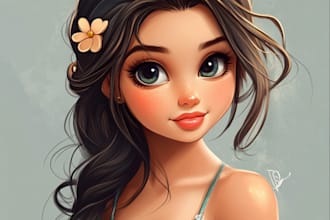 make  disney couple cartoon portrait