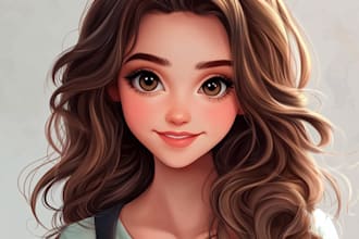 do couple portrait, family portrait in disney cartoon style