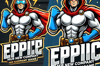 do design epic superhero mascot logo with unlimited review