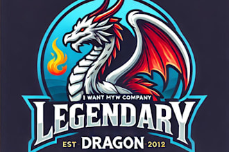 do design legendary dragon mascot logo with unlimited review