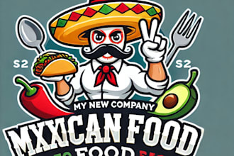 do awesome mxican food mascot logo design with 1 day delivery