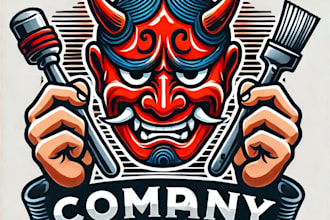 do wonderful japanese hannya mask mascot logo design with 1 day delivery