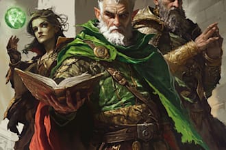 create fantasy or dnd party illustration