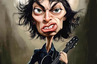 draw halfbody full color caricature