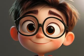 design 3d pixar style cartoon character