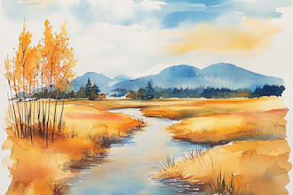 paint a watercolor painting of landscape or scenery