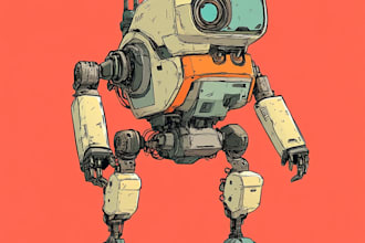 custom futuristic mecha robot character illustration art