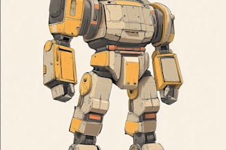 custom futuristic mecha robot character illustration art