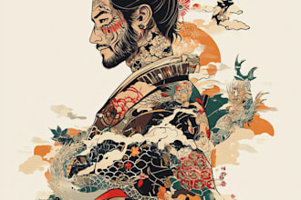do awesome original japanese tattoo, irezumi tattoo design