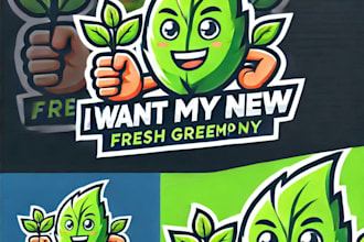 do wonderful fresh green leaf mascot logo design with unlimited review