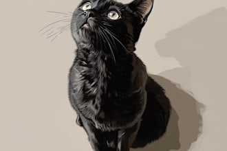 draw a cute pet, cat, dog portrait in my art style