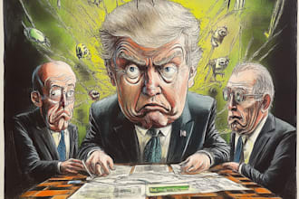 draw a political caricature and cartoon art