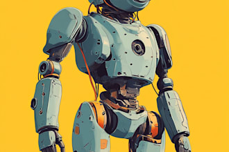 custom futuristic mecha robot character illustration art