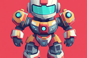 custom futuristic mecha robot character illustration art