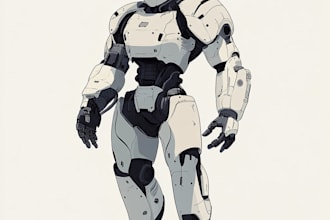 custom futuristic mecha robot character illustration art