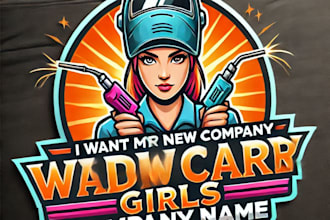 do wonderful car welder girls mascot logo design with unlimited review