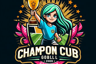 do make football club champion cup girls mascot logo design service