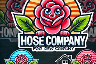 do wonderful house rose mascot logo design with 1 day delivery