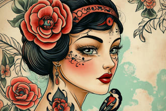 create amazing traditional or old school tattoo style