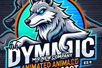 make dynamic animated wolf mascot logo with unlimited review