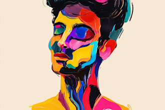 draw abstract art colorful digital oil painting portrait