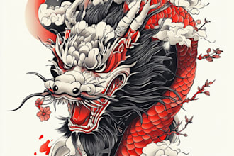 create your japanese custom tattoo design and illustration
