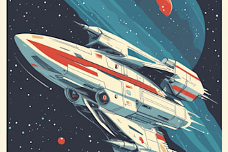 make design sci fi art and spaceship illustration design