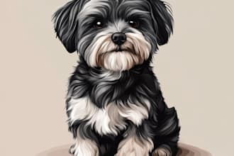create digital pencil sketch style pet portrait