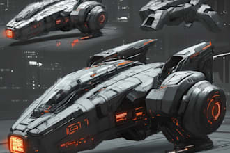 esign a spaceship sci fi illustration