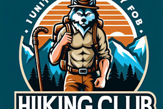 do make hiking club logo mascot design with 1 day delivery